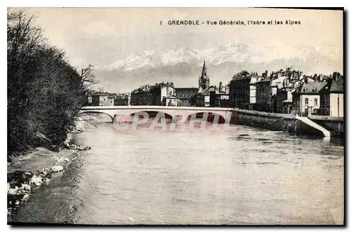 Cartes postales Grenoble Vue Generale l'Isere et les Alpes