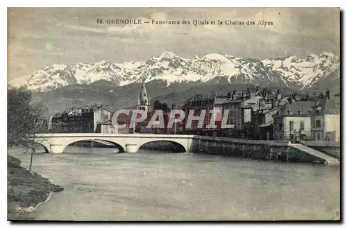 Cartes postales Grenoble Panorama des Quais et la Chaine des Alpes