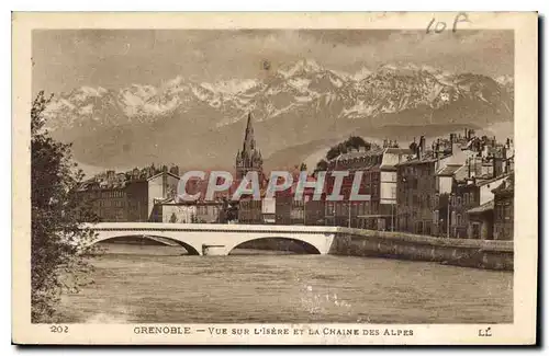 Cartes postales Grenoble vue sur l'Isere et la Chaine des Alpes