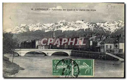 Cartes postales Grenoble Panorama des Quais et la Chaine des Alpes