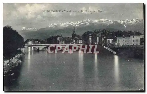 Ansichtskarte AK Grenoble vue de nuit et la Chaine des Alpes