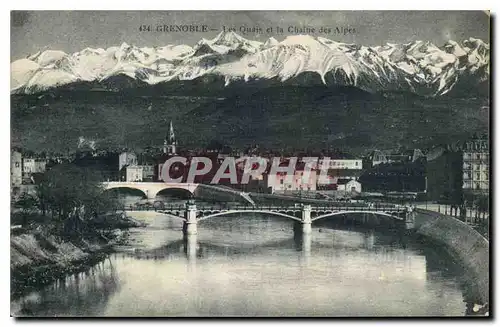 Cartes postales Grenoble les Quais et la Chaine des Alpes