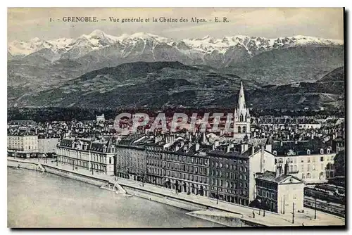 Cartes postales Grenoble vue generale et la Chaine des Alpes