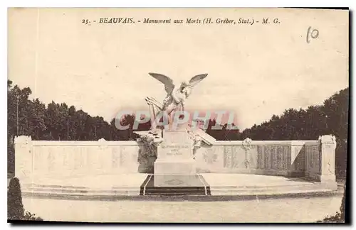 Cartes postales Beauvais monument aux Morts