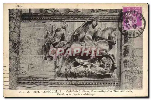 Cartes postales Angouleme Cathedrale St Pierre Romano Byzantine Mon hist classe Details de la Facade St Georges