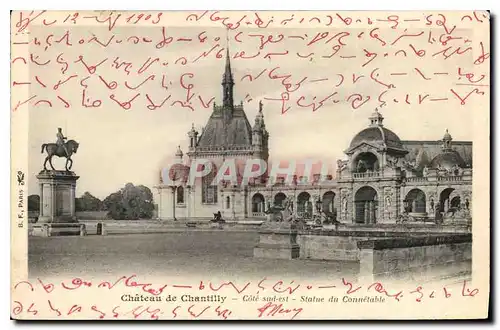 Cartes postales Chateau de Chantilly Cote sud est Statue du Connetable