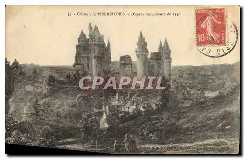 Ansichtskarte AK Chateau de Pierrefonds D'apres une gravure de 1340