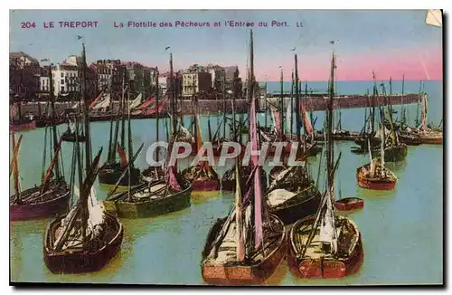 Cartes postales Le Treport La Flottille des Pecheurs et l'Entree du Port Bateaux de peche