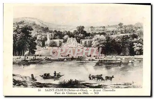 Cartes postales Saint Cloud Seine et Oise Avant l'Incendie Parc du Chateau en 1845