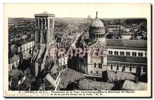 Ansichtskarte AK Tours L et L Panorama de la Tour Charlemagne de la Basilique St Martin et de la Partie Ouest de