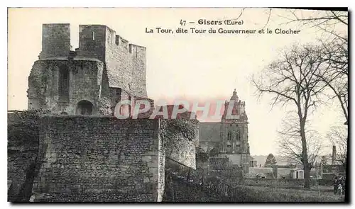 Ansichtskarte AK Gisors Eure La Tour dite Tour du Couverneur et le Clocher