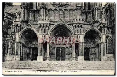 Cartes postales Cathedrale de Chartres E et L Portail Sud