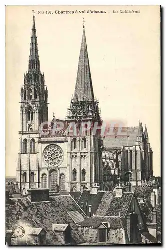 Cartes postales Chartres a vol d'oiseau La Catherale