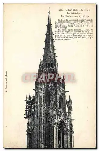 Cartes postales Chartres E et L La Cathedrale Le Clocher neuf