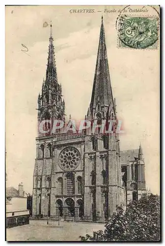 Cartes postales Chartres Facade de la Cathedrale