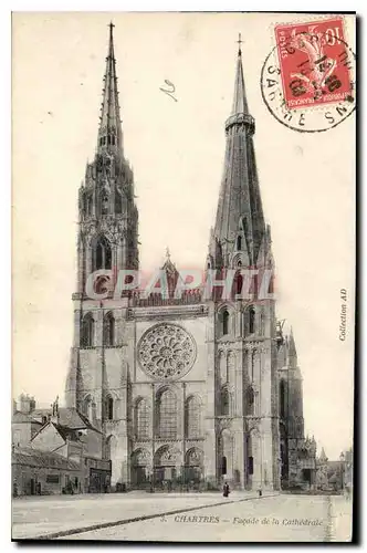 Cartes postales Chartres Facade de la Cathedrale