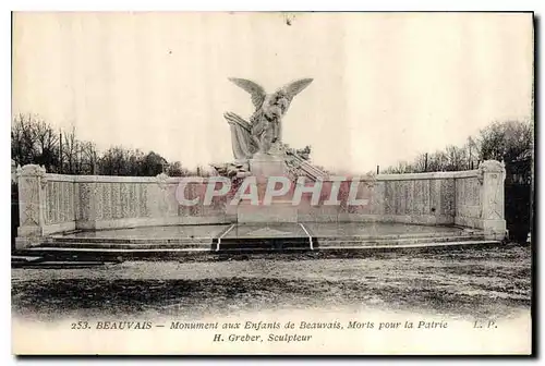 Cartes postales Beauvais Monument aux Enfants de Beauvais Morts pour la Patrie H Greber Sculpteur