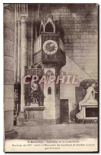 Ansichtskarte AK Beauvais Interieur de la Cathedrale Horloge du XIV siecle et Mausolee du Cardinal de Forbin Jans