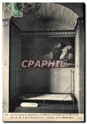Cartes postales Lit de Camp de Napoleon a St Helene Provenant du G Bertrand don de M et Mme Edivard Tuck Chateau