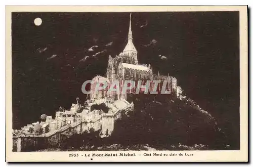 Cartes postales Le Mont Saint Michel Cote Nord au clair de Lune