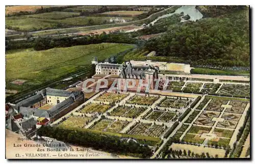 Cartes postales Les Grands Chateaux des Bords de la Loire Villandry le Chateau vu d'avion