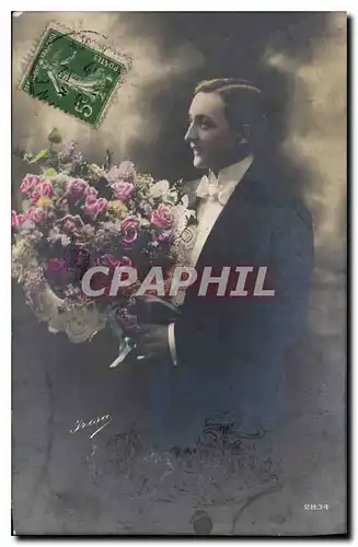 Cartes postales Homme Fleurs