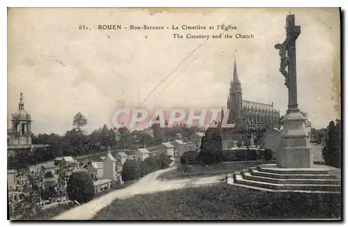 Cartes postales Rouen Bon Secours le Cimetiere et l'Eglise