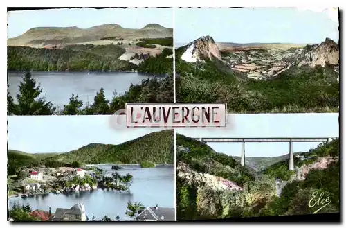 Cartes postales L'Auvergne de gauche a droite Vue plongeante sur le Lac Pavin les Roches Tuillieres Sanadoire Vu