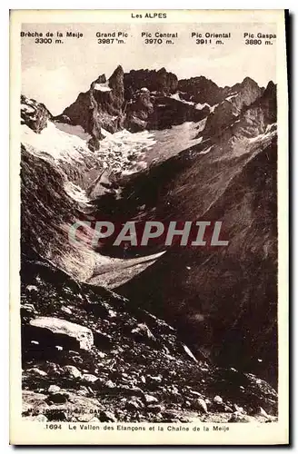 Cartes postales Les Alpes Le Vallon des Etancons et la Chaine de la Meije