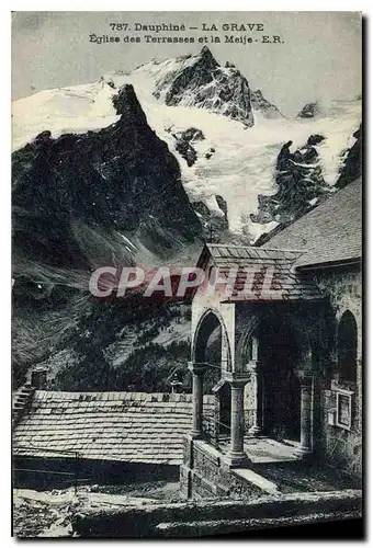 Cartes postales Dauphine la Grave Eglise des Terrasses et la Meije