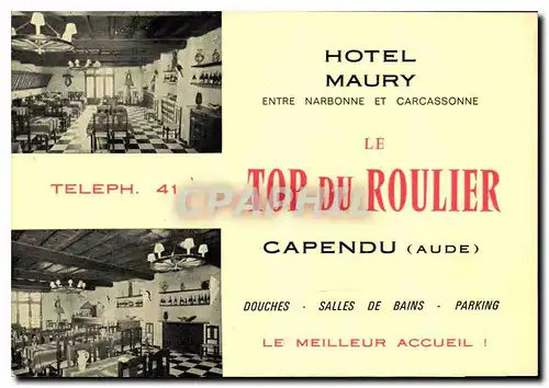 Carte facture Hotel Maury Entre Narbonne et Carcassonne