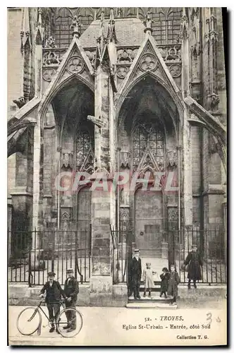 Cartes postales Troyes Eglise St Urbain Entree Cote Sud Velo Cycle