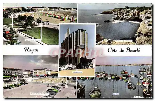 Ansichtskarte AK Royan Cote de Beaute La grande conche Place de la Resistance Rochers de Vallieres Le port Bateau