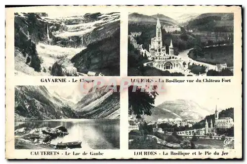 Cartes postales Gavarnie Le Cirque Lourdes La Basilique vue du Chateau Fort