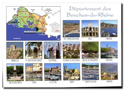 Moderne Karte Departement des Bouches du Rhone