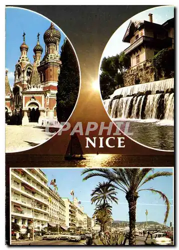 Cartes postales moderne Nice Eglise Russe Cascade de Gairaut Promenade des Anglais