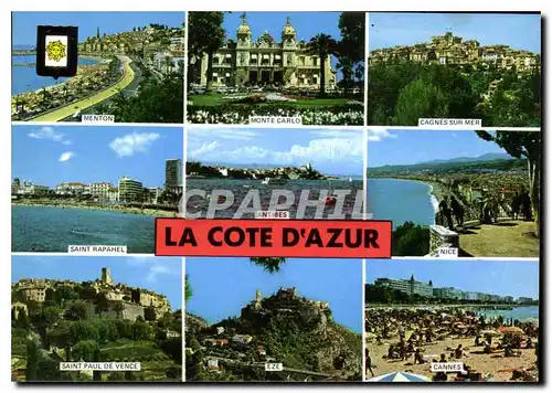 Cartes postales moderne La Cote d'Azur Menton Monte Carlo Cagnes sur Mer Saint Raphael Antibes Nice Saint Paul de Vence