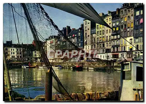 Moderne Karte Normandie France Honfleur le Vieux Bassin et le Quai Sainte Catherine Bateaux de peche