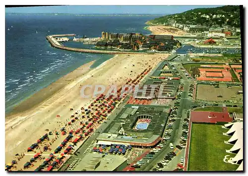 Cartes postales moderne Deauville Calvados vue generale aerienne du fond de mer en arriere plan Port Deauville