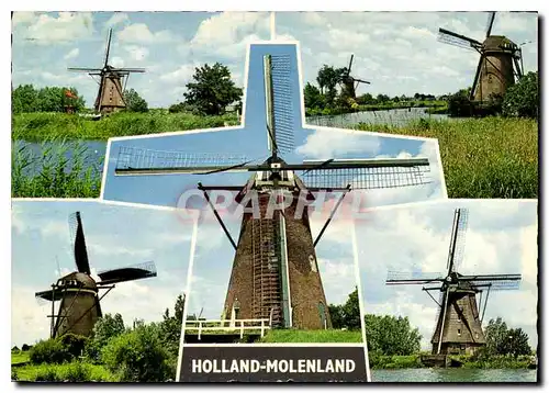 Moderne Karte Hollandse Molen Kinderdijk Moulins de vent