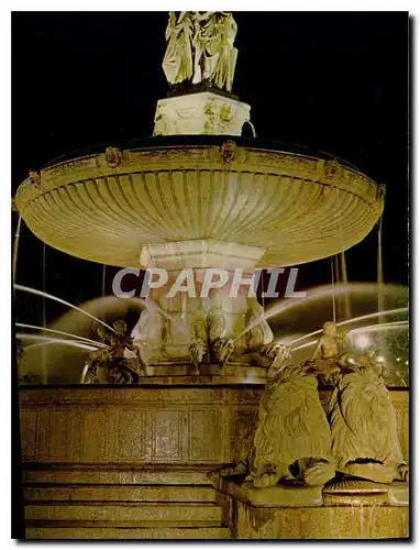 Moderne Karte Le Cite du Roy Rene Aix en Provence Grande Fontaine sur la Rotonde la nuit