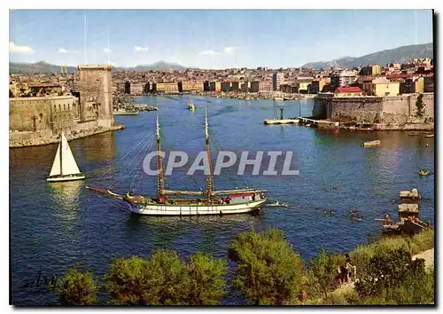 Moderne Karte Marseille Entree du Port vue prise des Jardins du Pharo