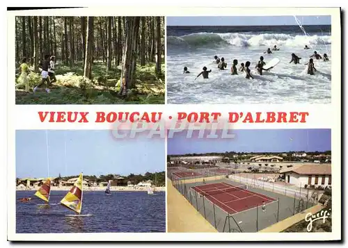 Moderne Karte Paysages des Landes Jogging dans la Foret Balgnade Planche a voile sur le Lav Tennis les Arenes