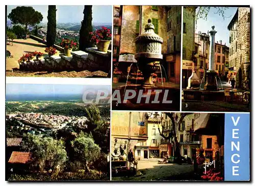 Moderne Karte La Cote d'Azur miracle de la nature Vence Alpes Maritimes vue generale la Fontaine de la place d