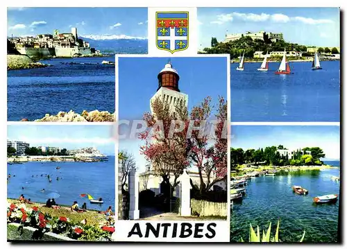 Cartes postales moderne La Cote d'Azur Antibes vue partial le Fort Carre la Plage de la Salis Porte de l'Olivette le Pha