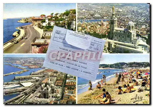 Cartes postales moderne Marseille Promenade de la Corniche Notre Dame de la Garde la Cathedrale la plage