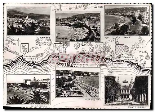 Cartes postales moderne La Cote d'Azur Graphique illustre de la Cote de St Raphael a l'Italie