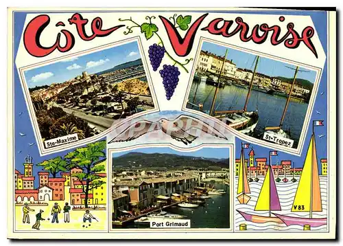 Moderne Karte Souvenir de la Cote Varoise Ste Maxime St Tropez Port Grimaud
