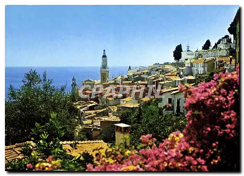 Moderne Karte La Cote d'Azur Menton vue generale sur la vieille ville