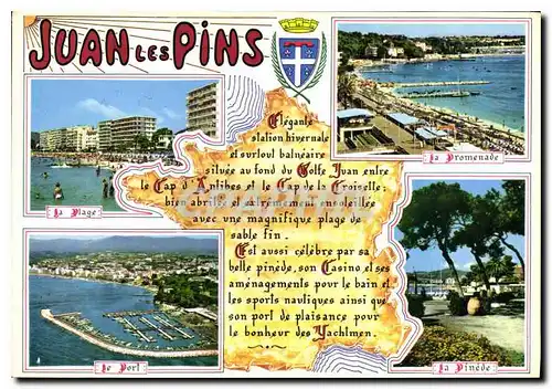 Cartes postales moderne Juan les Pins la plage la Promenade le Port la Pinede